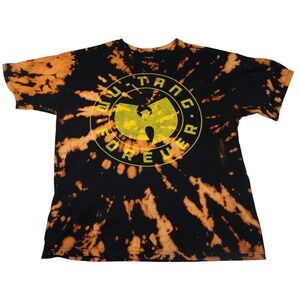 Wu Tang Forever Tie Dye Bleached Black T Shirt Mens Large FEA‎ Merch
